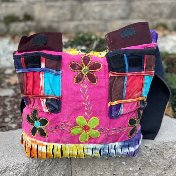 Colorful Flower Patchwork Bag Boho Purse - Picture 3 of 4